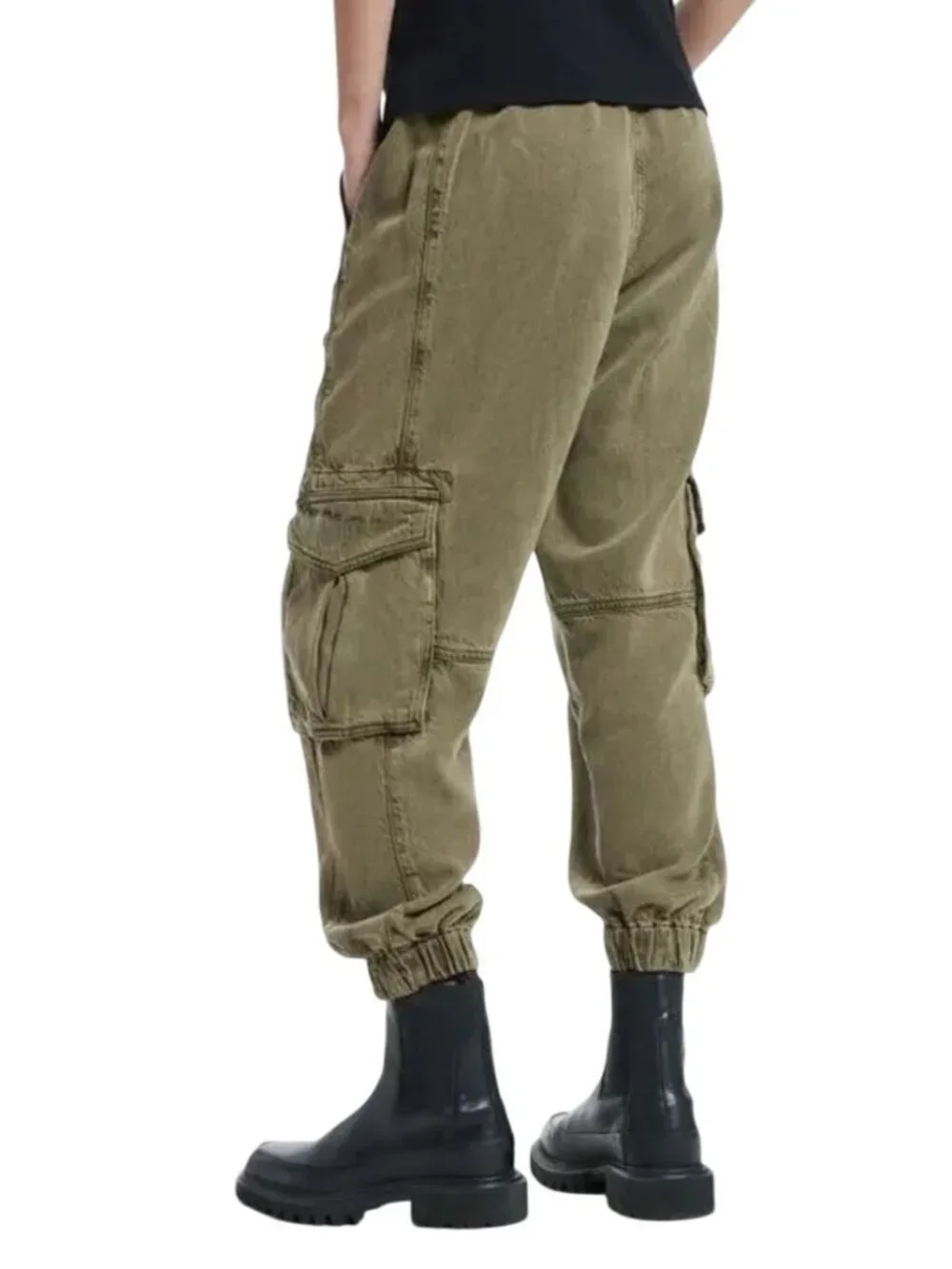 AllSaints "Frieda Denim Trouser" Cargo Jogger Womens 6 Light Olive Green Lyocell - Picture 16 of 16